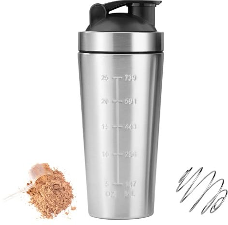 Elsrantor Shaker Proteine Palestra 750ml, Borraccia Protein Acciaio in Polvere, Sheker Bulk, Miscelatore Della, Bottiglia con Ball Shaker per Proteico
