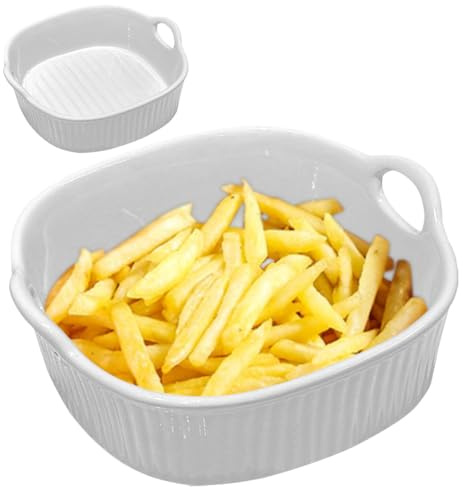 Ruioomeep Pirofila in ceramica, pirofila quadrata, 18,5 x 17 cm, 650 ml, forma quadrata con manico, resistente ai graffi e ai tagli, per lasagne, tiramisù, sformati, accessori per friggitrice, forno a