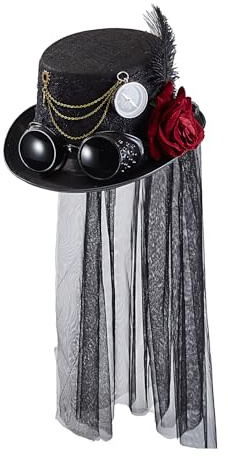 Biniveil Sombreros Steampunk Para Mujer Estilo Gótico, Sombrero De Copa Para Disfraces, Accesorios para Disfraces y Fiestas de Halloween y Eventos Temáticos