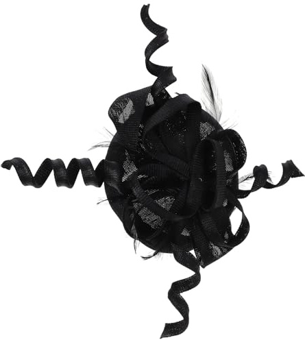 PRETYZOOM Fascinator da Donna Copricapo Elegante Simil Canapa Nero Decorazioni Piumate Accessorio per Tea Party Matrimoni e Feste Formali