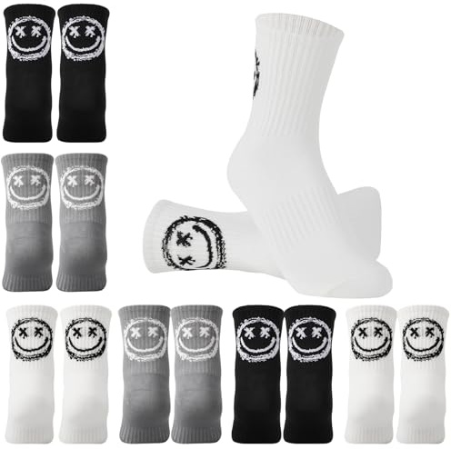 Utensilsto 6 paia di calzini ragazzi 30-34 calzini da tennis bambini calzini sportivi Smile calzini bambini calzini divertenti bambini calzini per ragazzi ragazze cotone Crew Socks per scuola