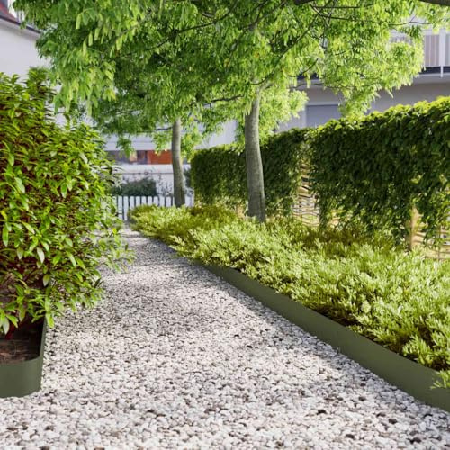 Genérico Bordes césped 10 uds Acero Laminado frío Verde Oliva 15x103 cm,Bricolaje,Vallas de jardín,Ribetes y Bordes para jardín-860145