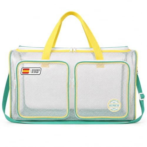 Huniox® Borsa Mare Grande XXL Famiglia – Borsa Da Spiaggia Grande XXL Famiglia – Beach Bag – Borse Impermeabili Mare (Sun & Turquoise)