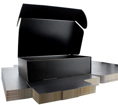 30 x 20 x 8 cm Postlådor 20-pack Svart | E-flute postlåda, svart inuti & utanpå, för set, kosmetik & förvaring