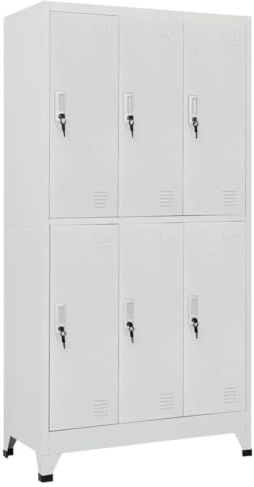 Brokky Taquillas metalicas Taquillas Vestuario 6 Puertas con Llave para Colegios y Oficinas-Gris-con 6 cerraduras