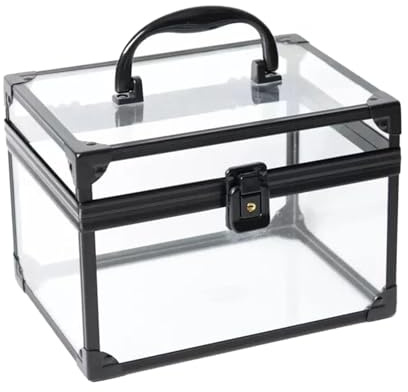 MERIGLARE Estuche de Maquillaje Acrílico, Maletín de Viaje Portátil para Artistas con Asa, Caja de Cosméticos, Organizador de Artículos de Aseo para Joyería, Es, Negro