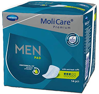 MoliCare Premium MEN PAD, Inkontinenz-Einlage für Männer bei Blasenschwäche, v-förmige Passform, 3 Tropfen, 1x14 Stück