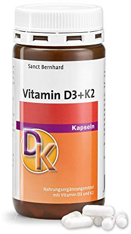 Sanct Bernhard Vitamin D3+K2-Kapseln | Menachinon-7 & MK-7 | 180 Kapseln
