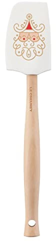 Le Creuset Noel Collection: Silicone Spatula, 11 3/8 x 2 1/4, White w/Printed Design & Gold Foil