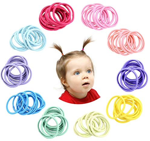 Hanyousheng 200 Stück Haargummis,Bunt Elastisch Haargummis,2mm Multicolor Haarbänder Nichtmetall, Pferdeschwanz Inhaber Haarzubehör für Kleine Mädchen Kinder