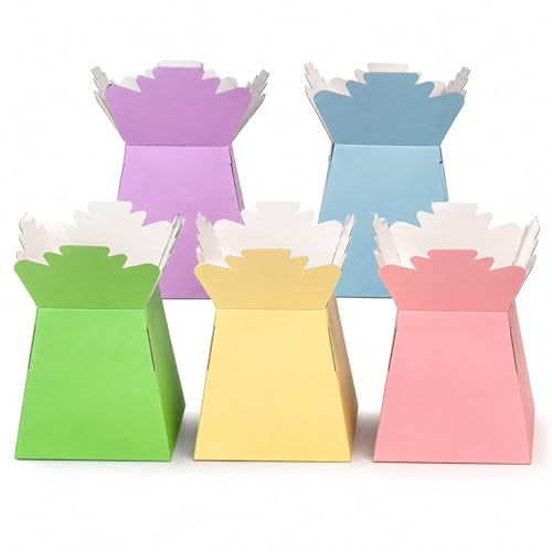 Floralcraft Pastel Assorted Hand-Tied Vase Florist Bouquet Box, Presentation/Transporter Box/Flower Plant Aqua Boxes, (Pack of 30)