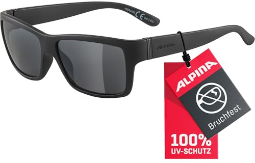 ALPINA KACEY - Verspiegelte und Bruchsichere Sonnenbrille Mit 100% UV-Schutz Für Erwachsene, all black matt, One Size