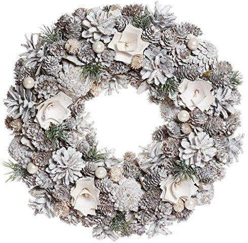 Morning Frost Front Door Wreath Large Wall Hanging Pine Cone Garland Ornament (BM30)