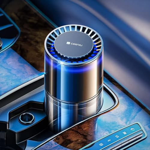 Ceeniu Auto-Lufterfrischer CF3, 135ml Französischer Naturduft, Hält 4-8 Monate, Unterstützt DIY, Leises Stimmungslicht, Einstellbare Konzentration, Auto EIN/Aus, Eingebauter Akku, Römische Ferien