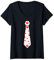 Damen Krawatte Schlips Aufdruck Herzen Anzug Valentinstag JGA T-Shirt mit V-Ausschnitt