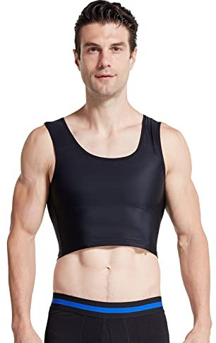 BaronHong Herren Hide Gynäkomastie Pullover Brust Binder Kompression Abnehmen Unterhemd Herren Korsett Tanktops(schwarz,L)