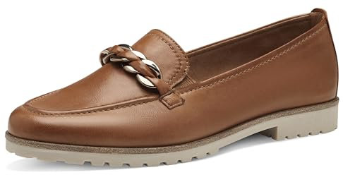 Tamaris Damen Slipper, Frauen Slip On,TOUCHit-Fußbett,Freizeit,Slipper,Mokassins,Halbschuhe,Slip-ons,Slides,Loafer,Cognac Leather,42 EU