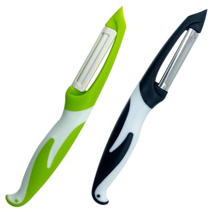 senvenelec 2 pelapatate a 1 segno. Ideale per sbucciare patate, carote e varie verdure e frutta. Lama in ceramica, manico antiscivolo, verde+nero.