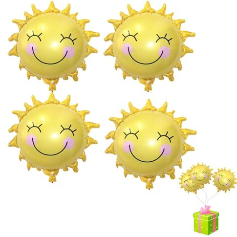 4 Stück Folienballon,folienballons,folienballon geburtstag,Sonn Folienballon,Kinder Folienballons,Gelbe Folienballon Geburtstag,für Sonne Thema Party Geburtstag Baby Shower,Sommerparty Ballon