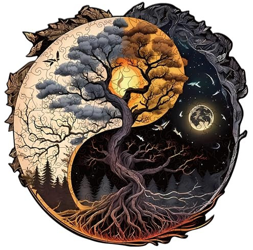 Holzpuzzle Erwachsene, Baum des Lebens Holzpuzzles 200 Teile, Einzigartiges Tierform Holz Puzzle, Kreatives Weihnachten Geschenke für Teenager und Erwachsene Diamant-Malset