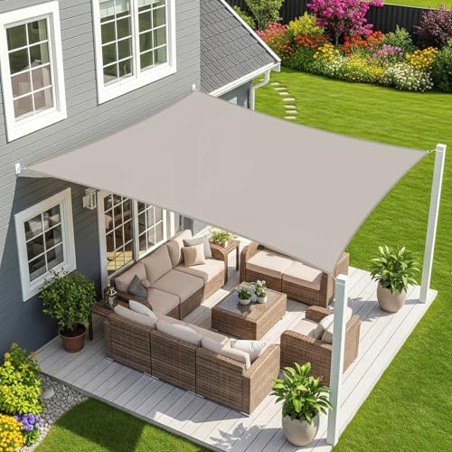 Sunnylaxx 2x3m Impermeable Toldo Vela de Sombra, Rectangular Gris Pardo Toldos Exterior Terraza Protección Rayos UV para Exteriores, Pergola, Jardín,Terrazas