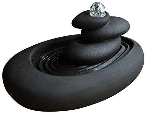 Fontana da tavolo moderna, fontana da tavolo creativa naturale e rilassata in ceramica Zen a 3 strati, fontana da montagna in pietra, decorazione in ceramica per la casa, artigianato, nero, fontana da