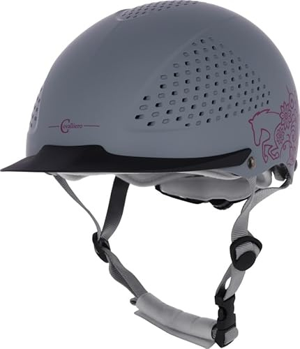 Covalliero 3230152 Casque d'équitation Beauty 2.0, fixation 4 points, gris, 48-51 cm