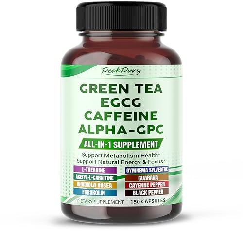 Ultra Green Tea, EGCG, Caffeine & Alpha-GPC – Natural Energy, Focus & Metabolism Support – 150 Capsules
