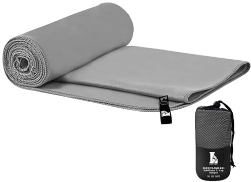 Creacloud Toalla Gimnasio Microfibra Grande/Pequeña, Absorbe al Instante, Antideslizante y Secado Rápido, Diseño Hombre/Mujer, Portátil para Deporte, Viajes y Entrenamiento (Gris, 100x50cm)