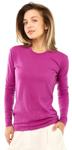 Merino.tech Maglia Donna Termica Merino Wool - 100% Intimo Termico Lana Merino Abbigliamento Trekking (Small, 190 Violet)