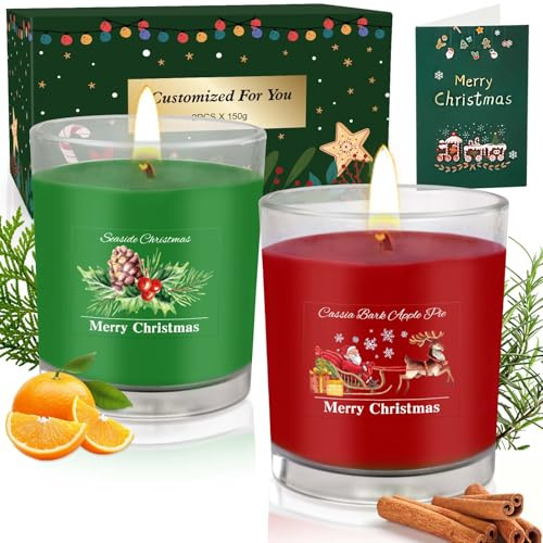 Set di candele profumate per Natale, regalo per donne, 2 x 320g candele profumate in vetro, aromaterapia, candela profumata, candela di Natale, candele di soia naturali, regalo per mamma e uomini