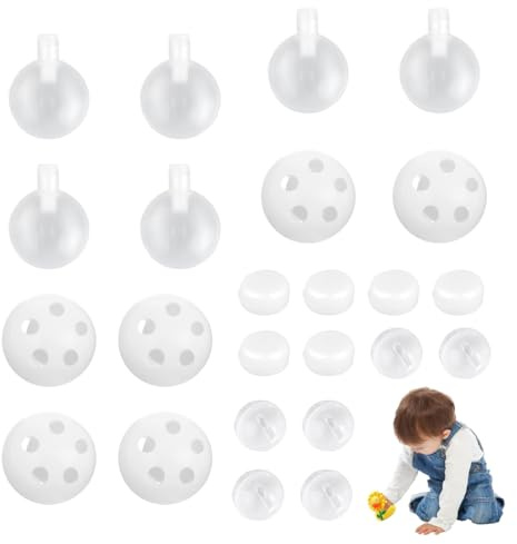 ZORVYN Ensemble de 24 clochettes en Plastique avec sifflet, adorables Jouets Qui couinent, Jouets pour bébés, balles hochet Cousues, Accessoires pour Animaux de Compagnie et poupées