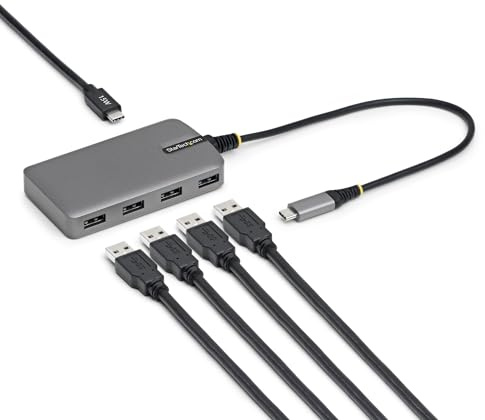 StarTech.com 4-Port Hub, 5Gbps, Busbetrieben, USB-C Hub, USB C-Netzteil Port, 30 cm Kabel, Reisehub