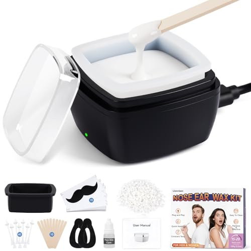 Kit d'épilation à la cire : mini chauffe-cire portable avec 100 g de perles de cire dure - Chauffe-cire professionnel pour femmes et hommes - Solution de cire pour le visage pour la maison et les