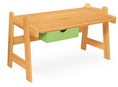 BioKinder Kinderschreibtisch Jugendschreibtisch Leon Erle höhenverstellbar & neigbar Schreibtischschublade 154 x 76 x 50-75 cm