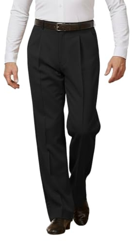 Ready4Dance Pantalon pour Homme pour Danse Standard et Danse de Salle avec Plis sur Le Devant et Poches à Filet. - Noir - 3XL