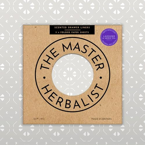 The Master Herbalist Duftende Schubladeneinlagen (gefaltet), Packung mit 5 Bögen, enthält ätherische Öle, hergestellt in Großbritannien (Weiches Grau | Fresh Linen)