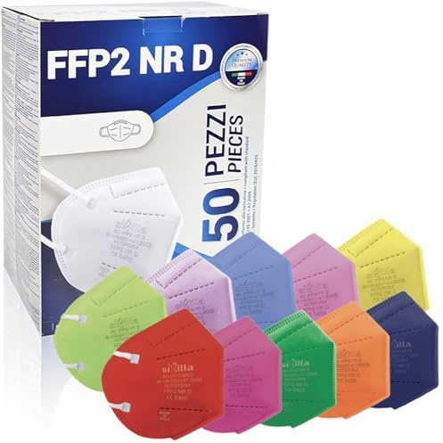 FFP2-masker 50-pack blandad färg – CE-märkt – bekväma elastiska band