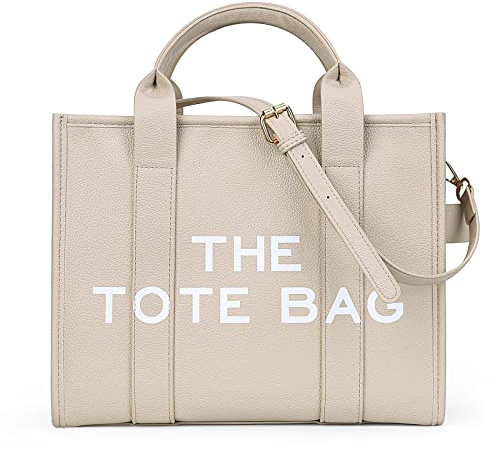 DKIIL NOIYB Tote Bag for Women, Large PU Leather Capacity Tote Bag Top-Handle Shoulder Crossbody Bags With Zipper Work Tote Bags Messenger Bag for School Office Daily, A01-a Beige, 33W