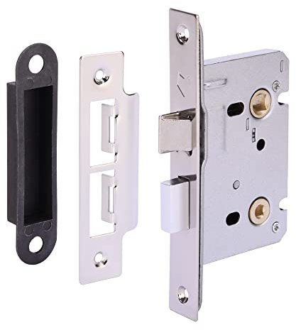 HANDLEZONE® 76mm / 3 inch Silver Nickel Bathroom Door Mortice Lock for Internal Timber Doors - 57mm Backset