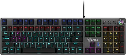 MSI Force GK310 Tastiera meccanica da gaming FR - AZERTY, switch rossi sostituibili, tasti ergonomici, LED RGB 20 modalità, copertura magnetica rimovibile, USB 2.0 - dimensione intera