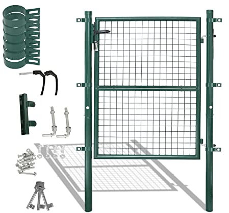Ansobea Cancello da giardino, verde, 150 x 100 cm, con serratura, per cancello da giardino, recinzione a griglia