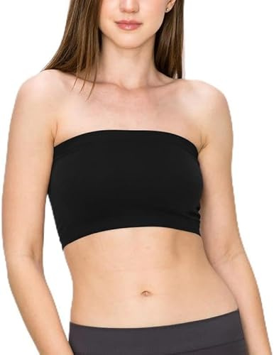 Prime fashions Ladies Boob Tube Strapless Vest Bra - Sweat Free for Workout (M-L, Black)