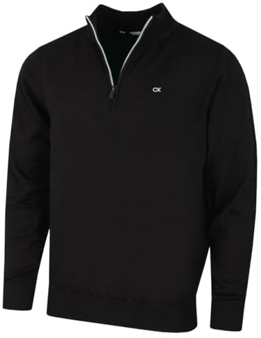 Calvin Klein Mens Campus 1/2 Zip Sweater - Black/Silver - L
