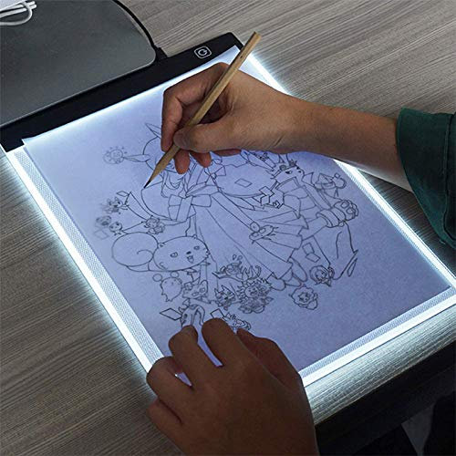 Zeichenbrett Leuchttisch Painting mit USB-Netzteil, Zeichnung Led Licht Pad, Tragbares Leuchtplatte, Einstellbarer Helligkeit (A4)