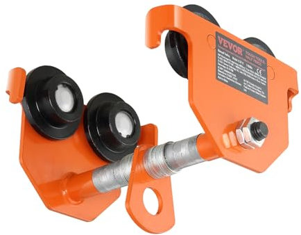 VEVOR Laufkatze 0,5Tonnen Tragfähigkeit Hallenkran 63,5-203,2mm Einstellbare Breite Kran 273x205x192mm Rollfahrwerk Doppelrad-Design Handfahrwerk für I- und H-Trägern Hallenkran Ladekran