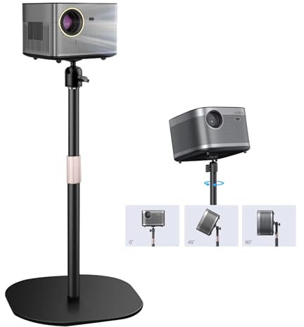 Desktop Projektorständer 360°, Tisch Beamer Ständer Rutschfestes Metallträger, Höhenverstellbar von 30cm bis 46cm, 1/4'' Schraube Schnittstelle, Tragfähigkeit von 5 kg, Perfekt für Projektor, Kamera