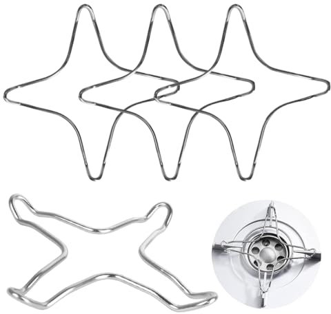 SGERUFZ 4 Pièces Universel Support pour Cuisinière Gaz, Réducteurs de Gaz en Acier Inoxydable, Adaptateur Wok, Bague Réducteur de Gaz pour cafetière Pot, Poêle Accessoires Ultraleicht