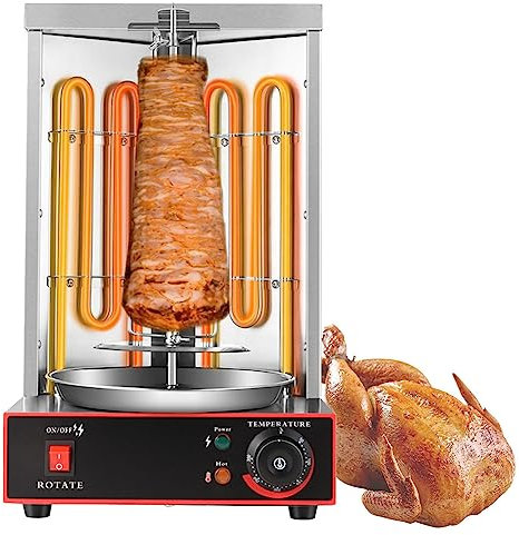KLYDBMYT Máquina eléctrica para Asar Pavos, asador Vertical Giratorio de 360°, máquina para shawarma, Doner Kebab, Barbacoa de Pavo, Fiestas en casa y jardín