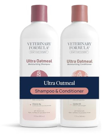 Veterinary Formula Moisturizing Ultra Oatmeal Shampoo & Conditioner Bundle for Dogs & Cats with Colloidal Oatmeal & Jojoba, Leaves Coat Soft, Shiny & Hydrated, 2 x 17 Fl Oz Bottles